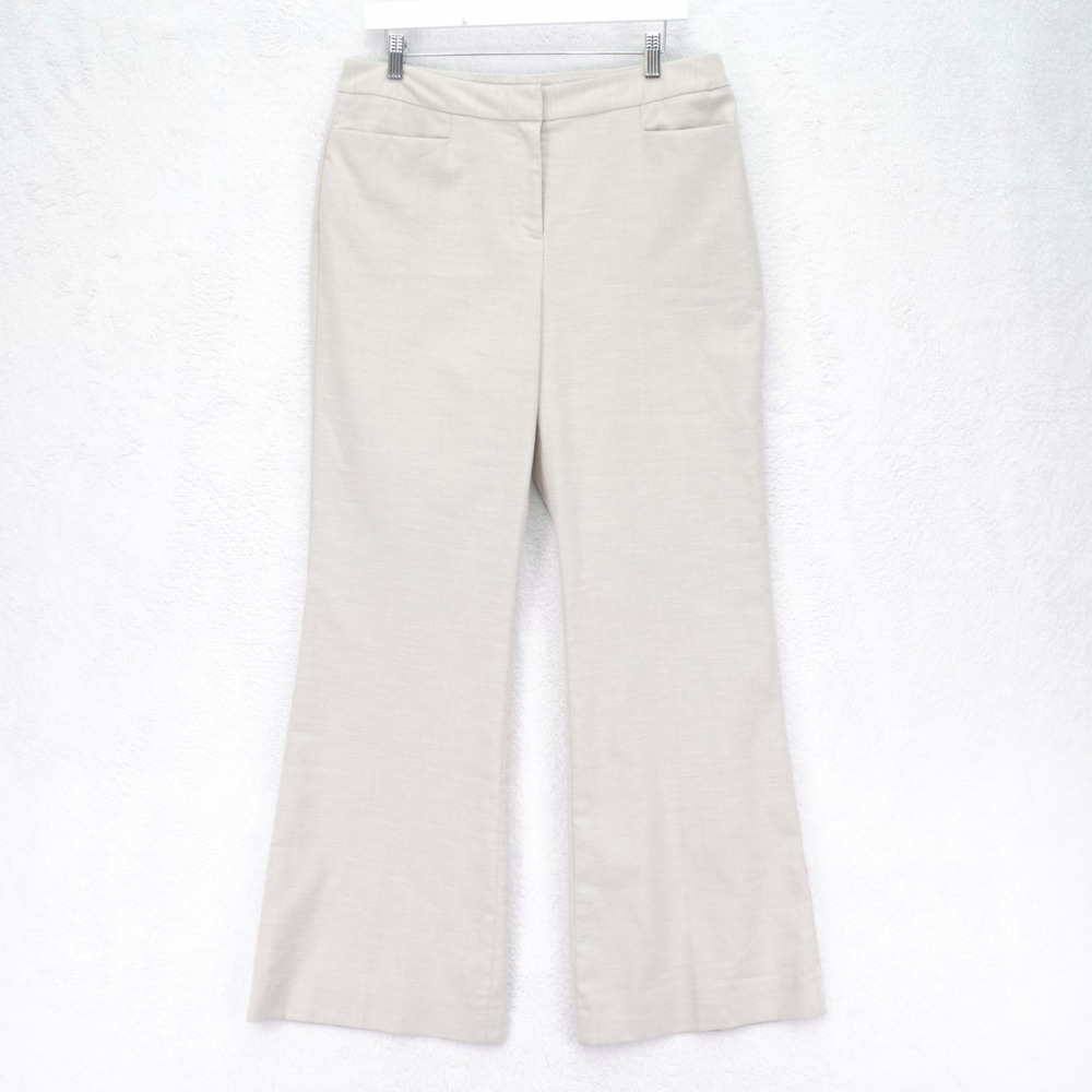 Antonio Melani Pants Cream Check -12 34 / 32- High Rise Polyester Viscose Elast